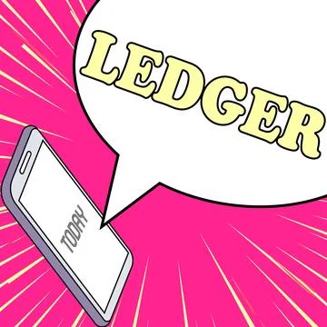Text caption presenting Ledger. Business idea book or other collection of Stock Illustration