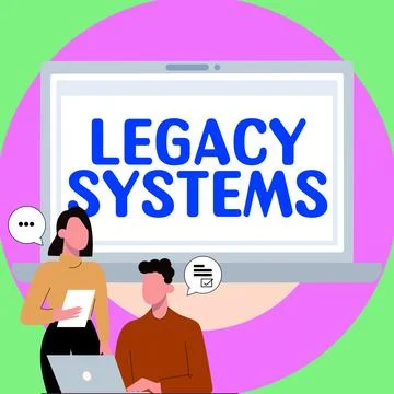 Text caption presenting Legacy Systems. Business approach old method technology Illustrazione stock