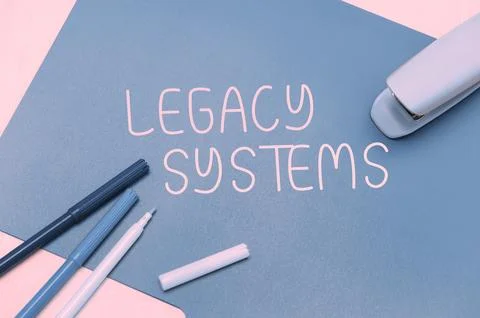 Text caption presenting Legacy Systems. Business overview old method technology Foto stock