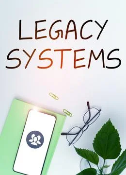 Text caption presenting Legacy Systems. Word Written on old method technology Foto stock