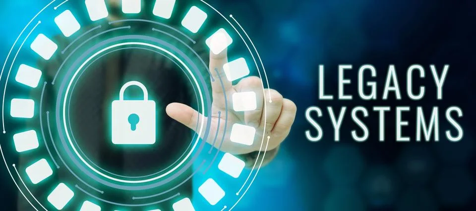 Text caption presenting Legacy Systems. Business overview old method technology Foto stock
