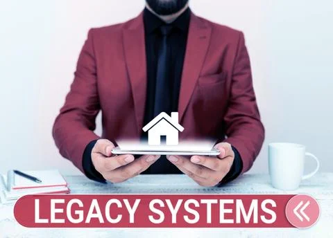 Text caption presenting Legacy Systems. Business concept old method technology 写真素材