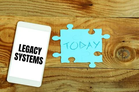 Text caption presenting Legacy Systems. Business overview old method technology Foto stock