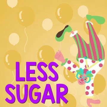 Text caption presenting Less Sugar. Business overview Lower volume of sweetness 库存插图