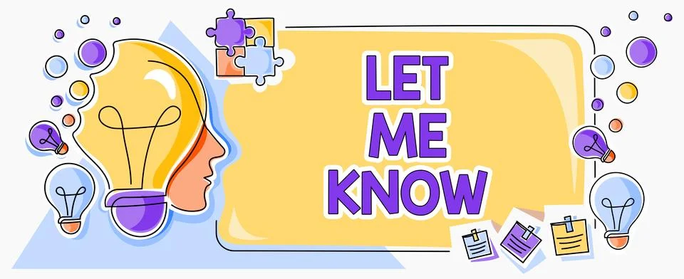 Text caption presenting Let Me Know. Business showcase Inform about a situation Stock Illustration