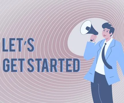 Text caption presenting Let s is Get Started. Business overview To begin doing Stock Illustration