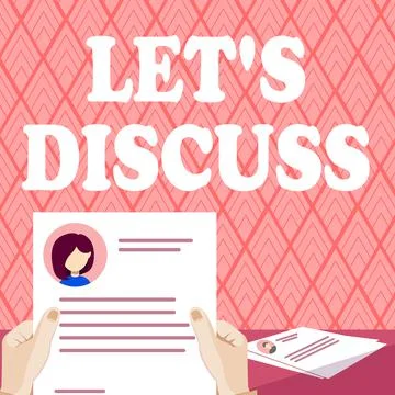 Text caption presenting Let S Discuss. Business overview Permit to Talk Open Up Stock Illustration