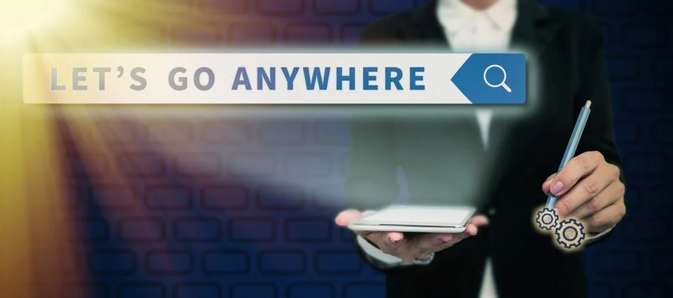 Text caption presenting Lets Go Anywhere. Business concept visit new places to Stock Photos