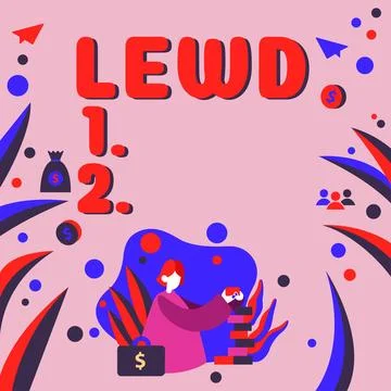 Text caption presenting Lewd. Internet Concept filthy, crude and offensive in a Stock-Illustration