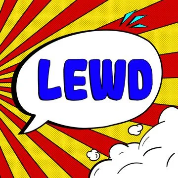 Text caption presenting Lewd. Word Written on filthy, crude and offensive in a Stock-Illustration