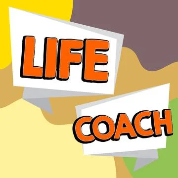 Text caption presenting Life Coach. Business overview A person who advices Illustrazione stock
