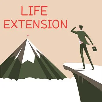 Text caption presenting Life Extension. Business overview able to continue Stock Illustration