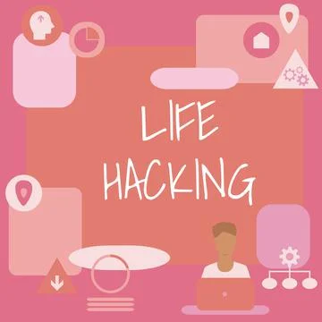Text caption presenting Life Hacking. Conceptual photo Simple and clever 库存插图