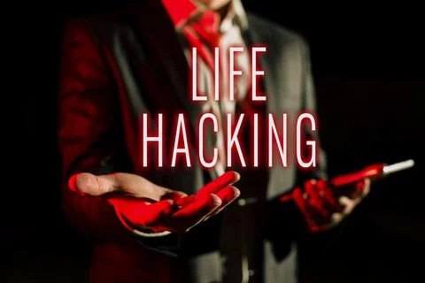Text caption presenting Life Hacking. Business approach Simple and clever Foto stock