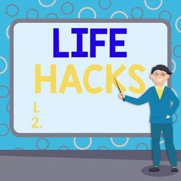 Text caption presenting Life Hacks. Business approach strategy or technique Stock Illustration