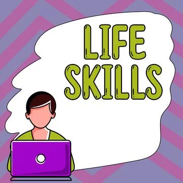 Text caption presenting Life Skills. Business idea that is necessary or Ilustração Stock