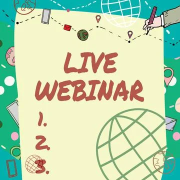 Text caption presenting Live Webinar. Concept meaning Interactive seminar Stock Illustration