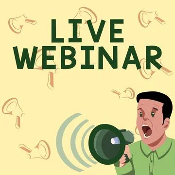 Text caption presenting Live Webinar. Concept meaning Interactive seminar Illustrazione stock