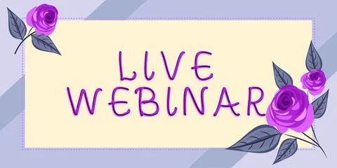 Text caption presenting Live Webinar. Business overview Interactive seminar Stock Illustration