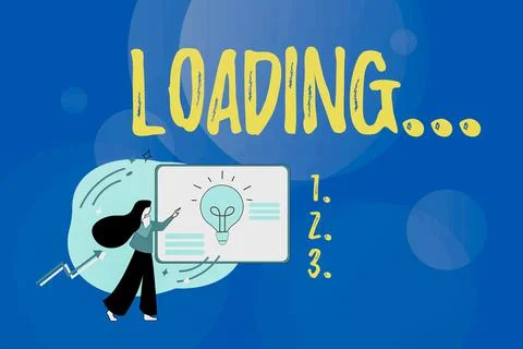 Text caption presenting Loading.... Word for applying an extra amount to offset Illustrazione stock