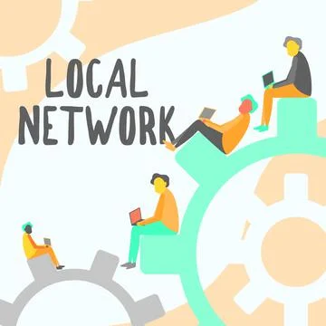 Text caption presenting Local Network. Word Written on Intranet LAN Radio Waves Stock Illustration