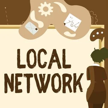 Text caption presenting Local Network. Concept meaning Intranet LAN Radio Waves Stock Illustration