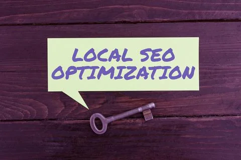 Text caption presenting Local Seo Optimization. Word Written on increase Search 스톡 사진