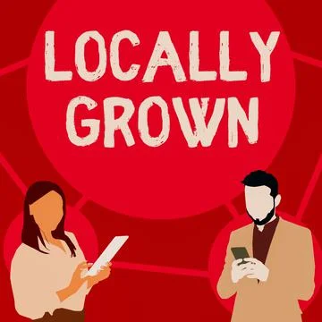Text caption presenting Locally Grown. Internet Concept Produced Agricultural Stock Illustration