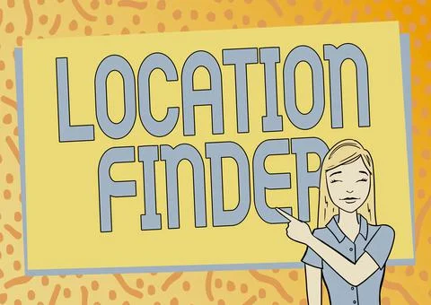 Text caption presenting Location Finder. Word Written on A service featured to Stock Illustration