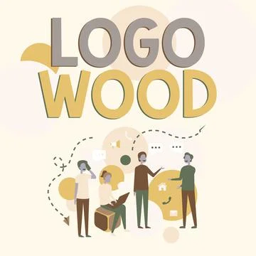 Text caption presenting Logo Wood. Business overview Recognizable design or Stock Illustration