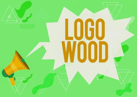 Text caption presenting Logo Wood. Conceptual photo Recognizable design or Stock Illustration