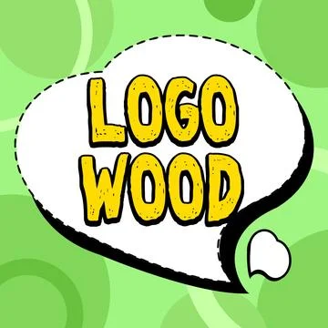 Text caption presenting Logo Wood. Word for Recognizable design or symbol of a Stock Illustration