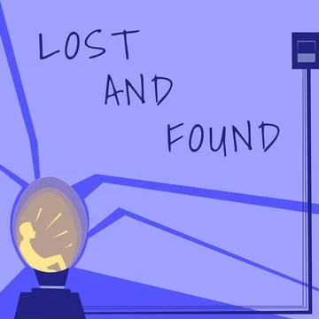 Text caption presenting Lost And Found. Conceptual photo Place where you can Stock Illustration