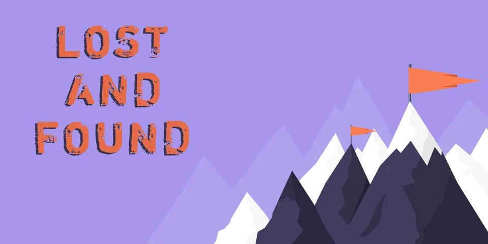 Text caption presenting Lost And Found. Concept meaning Place where you can find Stock Illustration