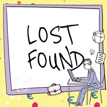 Text caption presenting Lost Found. Business showcase Things that are left Stock Illustration