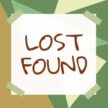 Text caption presenting Lost Found. Business idea Things that are left behind Stock Illustration