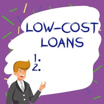 Text caption presenting Low Cost Loans. Word for loan that has an interest rate イラスト素材