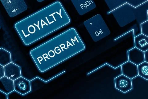Text caption presenting Loyalty Program. Business overview marketing effort that Fotos de archivo
