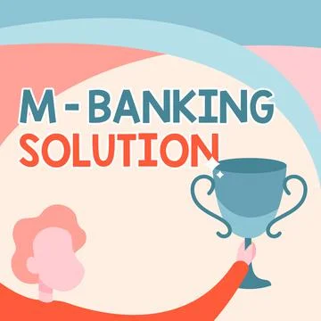 Text caption presenting M Banking Solution. Concept meaning accessed banking Stock Illustration