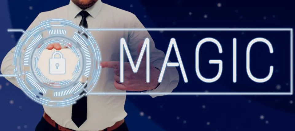 Text caption presenting Magic. Business overview power of influencing events Stock Photos