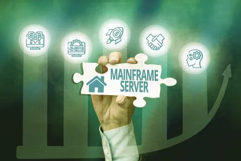 Text caption presenting Mainframe Server. Business approach designed for 스톡 사진