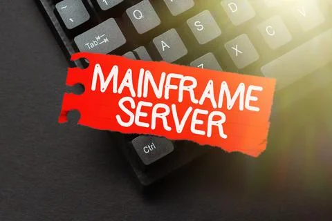 Text caption presenting Mainframe Server. Business idea designed for processing Foto stock