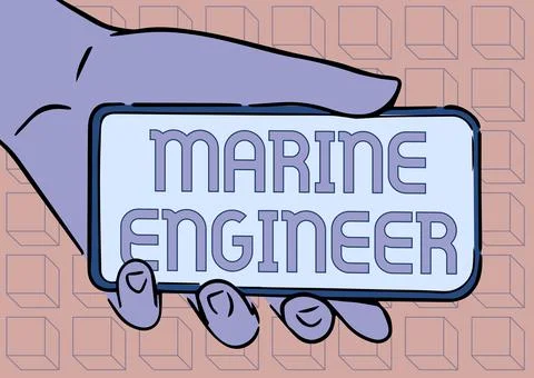 Text caption presenting Marine Engineer. Business concept incharge with Stock Illustration