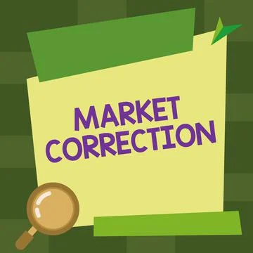 Text caption presenting Market Correction. Word for When prices fall 10 percent Stock Illustration
