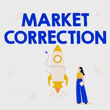 Text caption presenting Market Correction. Business overview When prices fall 10 Illustrazione stock