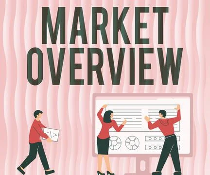 Text caption presenting Market Overview. Concept meaning brief synopsis of a Stock Illustration