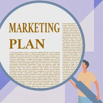 Text caption presenting Marketing Plan. Business concept Comprehensive document Stock Illustration