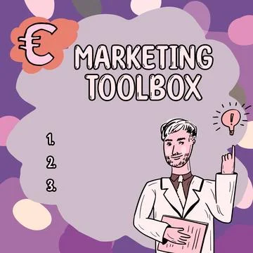 Text caption presenting Marketing Toolbox. Business approach Means in promoting Stock Illustration