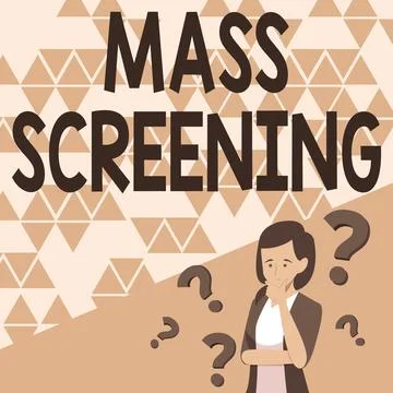 Text caption presenting Mass Screening. Conceptual photo health evaluation Illustrazione stock