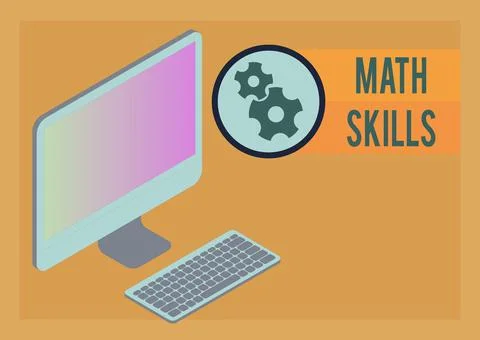 Text caption presenting Math Skills. Word for starting to learn how to count 스톡 일러스트